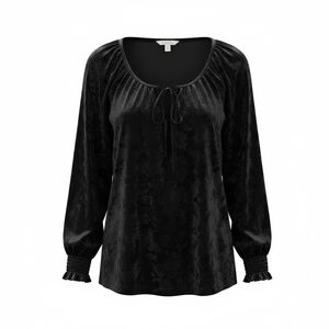 The Pioneer Woman Black Velvet Tie-Neck Peasant Blouse